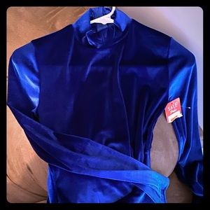 Royal blue velvet one-piece pants suit